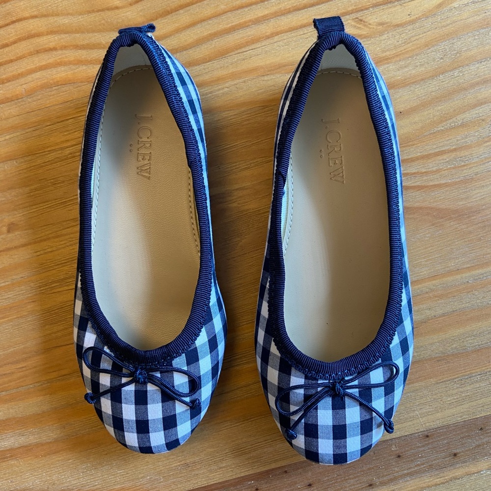 JCrewcuts Size 11K Child’s Navy Gingham Ballet Flats